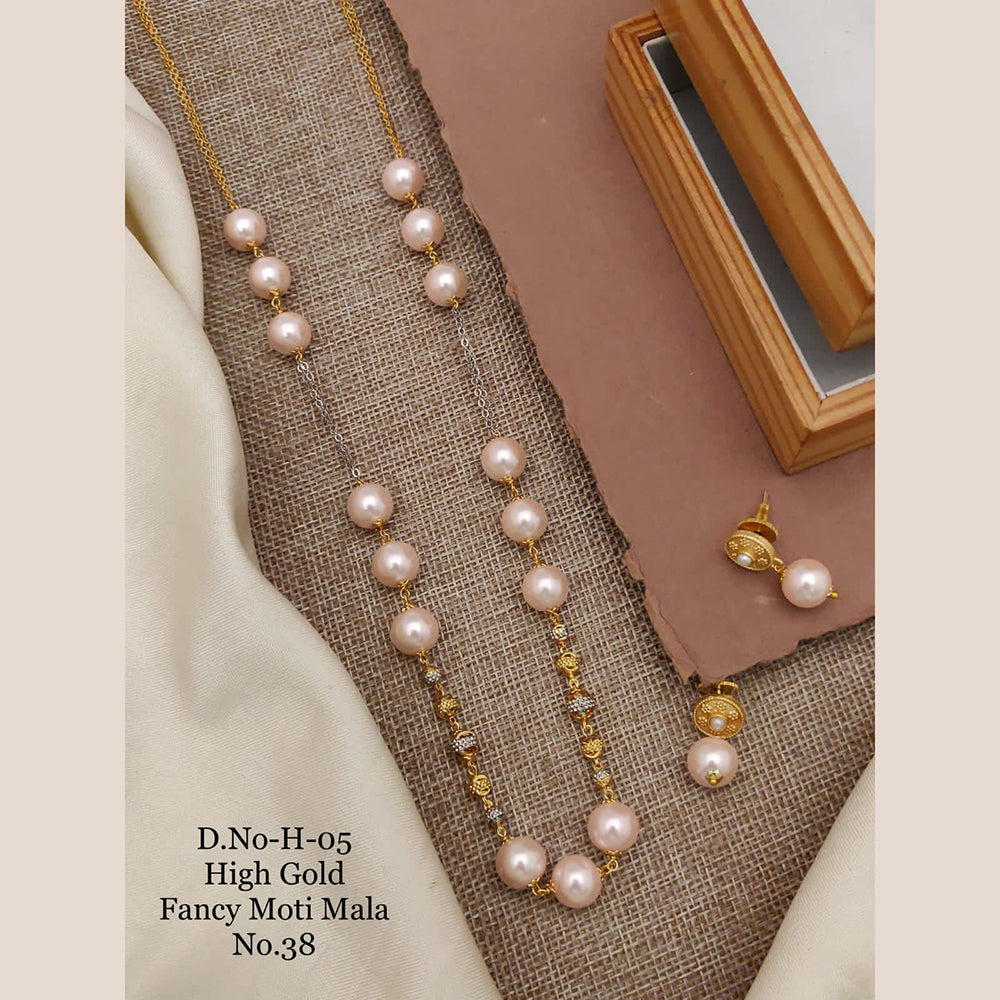 FS Collection Gold Plated Moti Mala Necklace Set