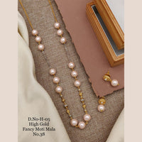 FS Collection Gold Plated Moti Mala Necklace Set