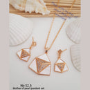 FS Collection Rose Gold Plated Mother Of Pearl Gemstone Pendant Set