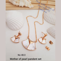 FS Collection Rose Gold Plated Mother Of Pearl Gemstone Pendant Set