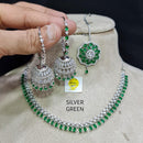 FS Collection AD Stone Silver Plated Choker Necklace Set