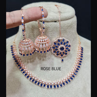 FS Collection AD Stone Gold Plated Choker Necklace Set
