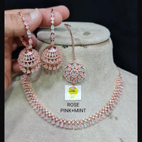 FS Collection AD Stone Gold Plated Choker Necklace Set