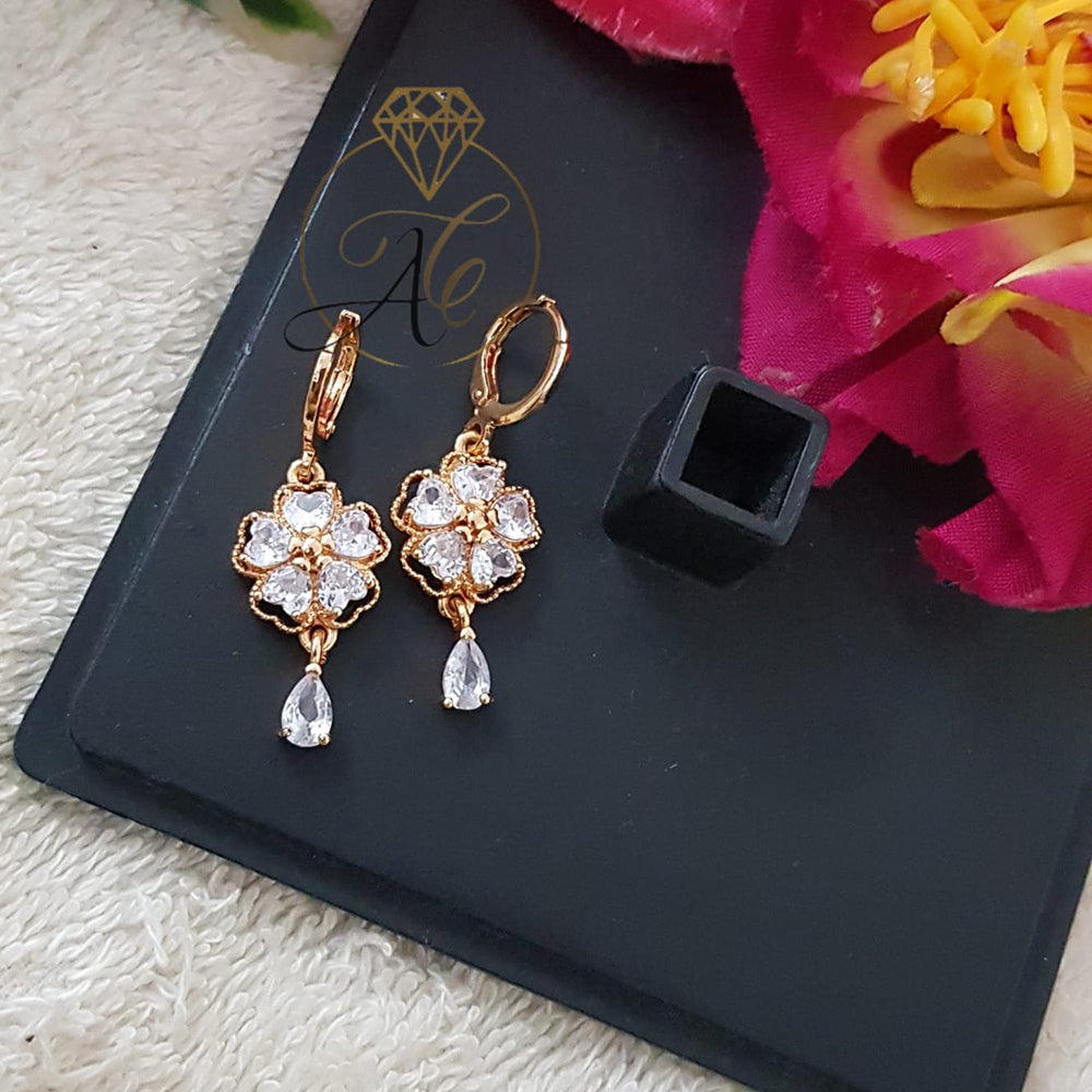 FS Collection Rose Gold Plated Ad Stone Dangler Earrings