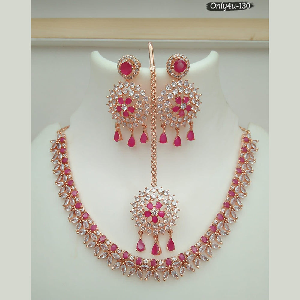 FS Collection Copper Ad Stone Choker Necklace Set