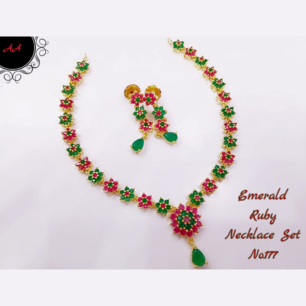FS Collection Ad Stone Gold Plated Choker Necklace Set