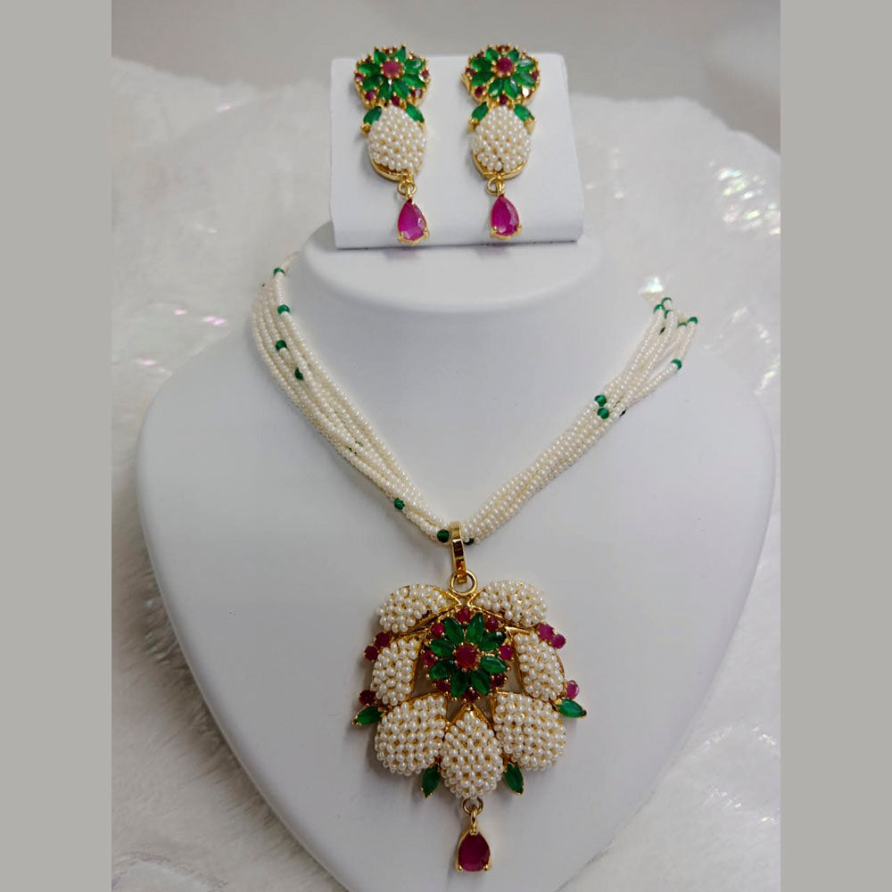 FS Collection Ad Stone Gold Plated Necklace Set