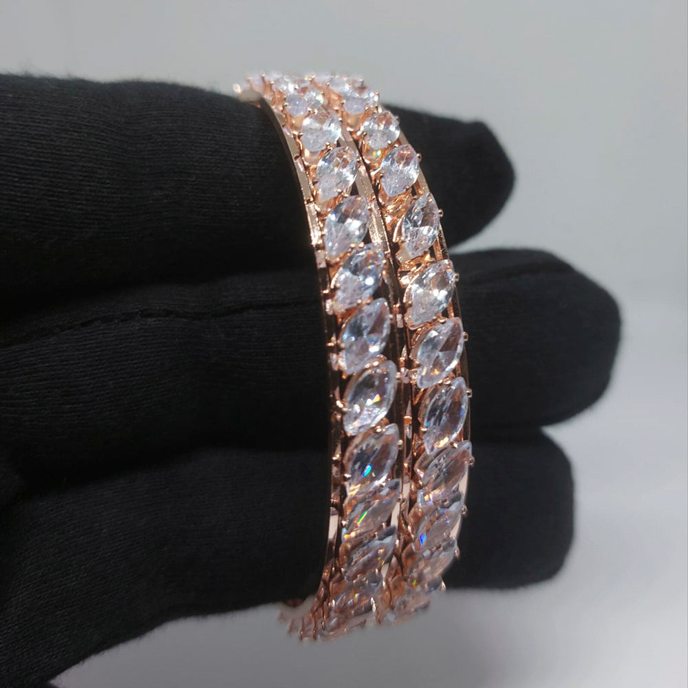 FS Collection Gold Plated Ad Stone Bangles Set