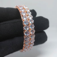 FS Collection Gold Plated Ad Stone Bangles Set