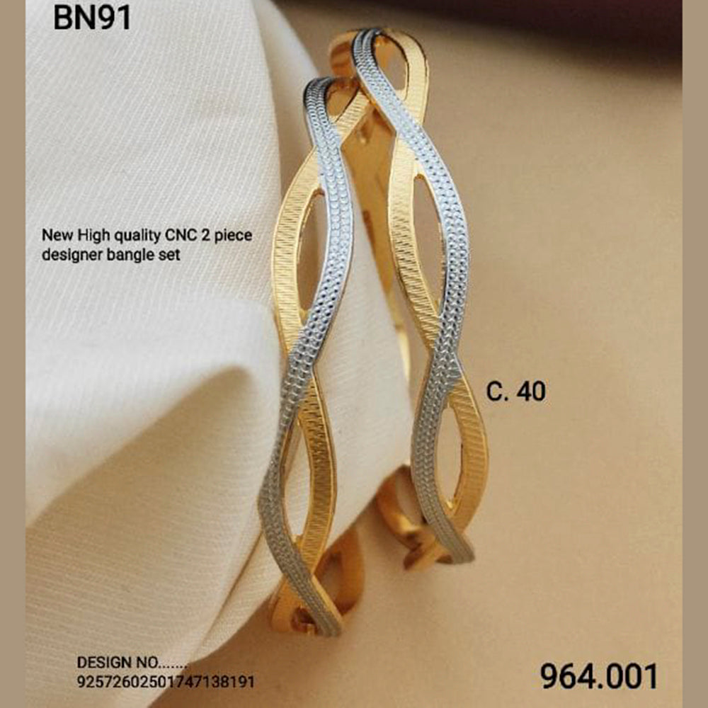 FS Collection Gold Plated CNC Bangles Set