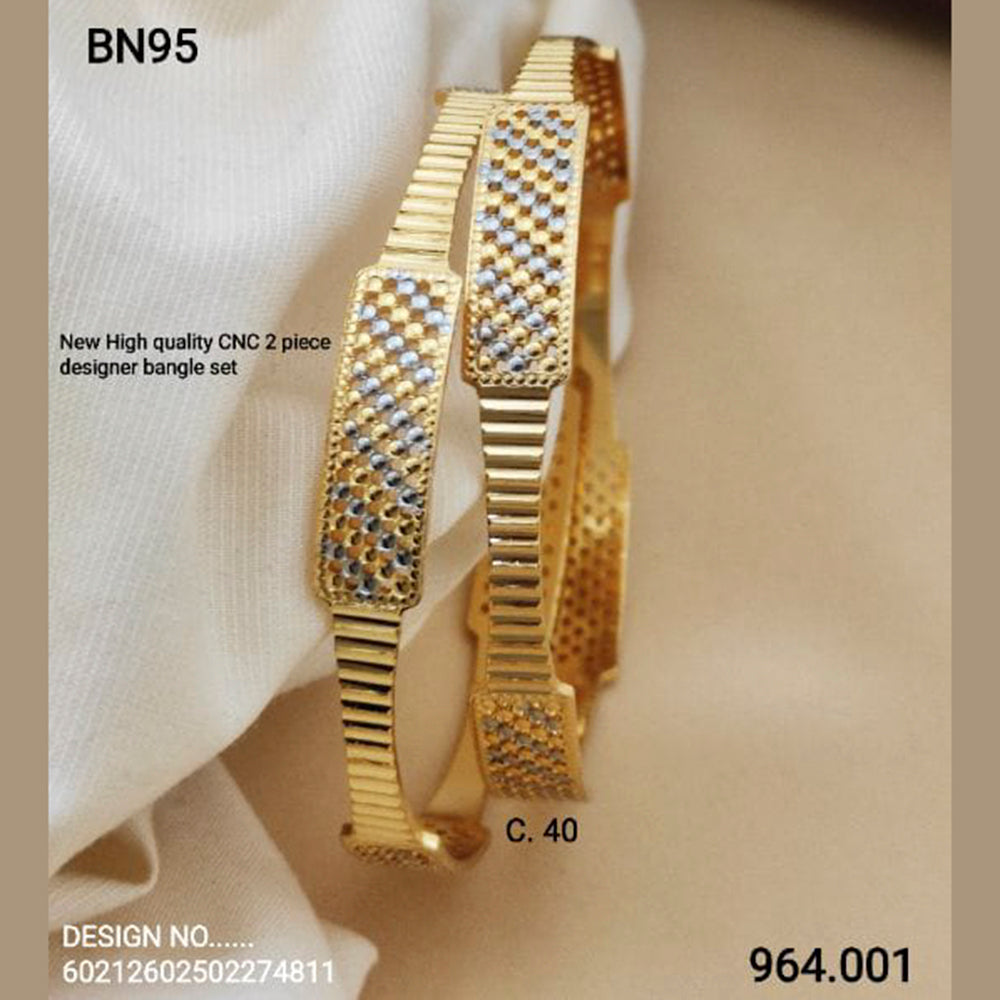 FS Collection Gold Plated CNC Bangles Set