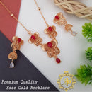 FS Collection Rose Gold Plated Crystal Stone Pendant Set