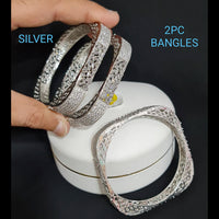 FS Collection Rose Gold Plated Ad Stone Bangles Set
