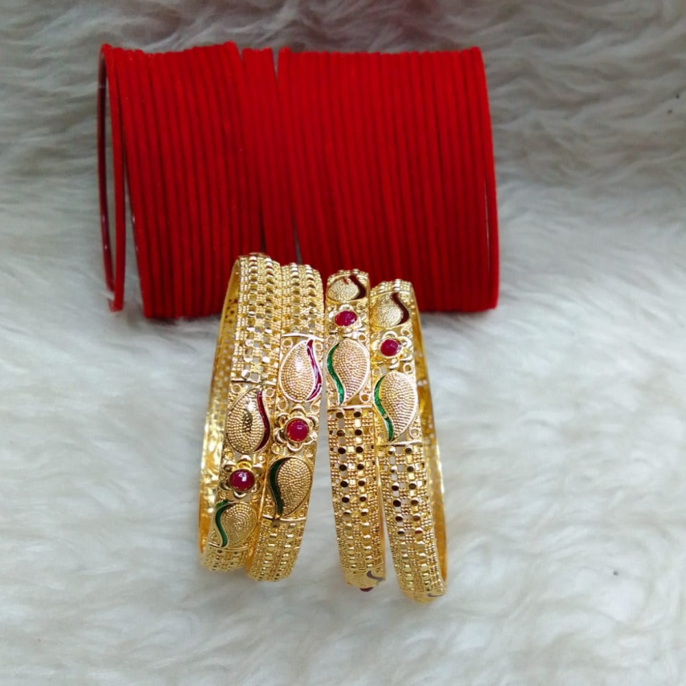 FS Collection Gold Plated Bangles Set