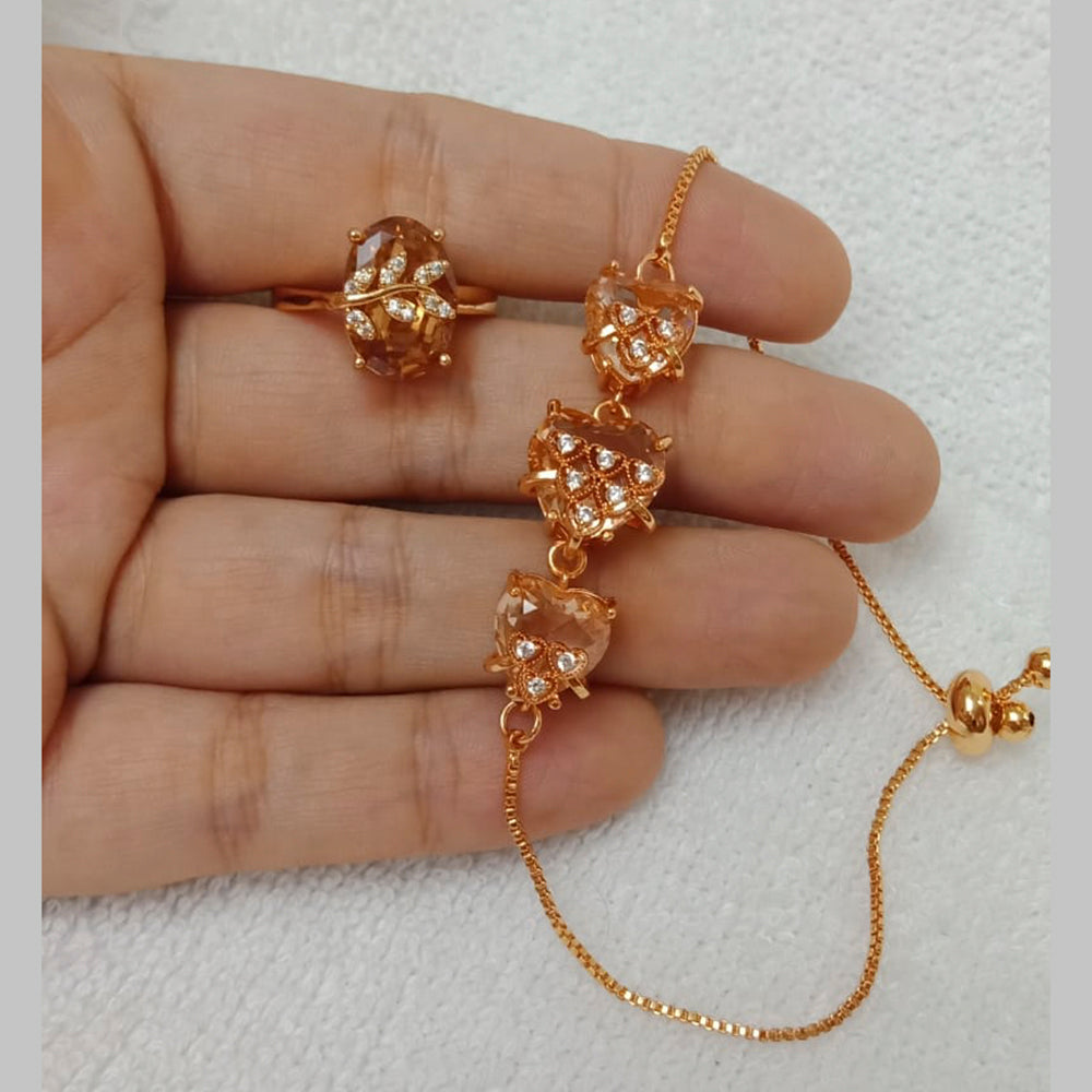 FS Collection Gold Plated Bracelet & Ring Combo