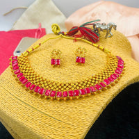 FS Collection Crystal Stone Gold Plated Choker Necklace Set