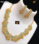 FS Collection Kundan Stone Gold Plated Choker Necklace Set