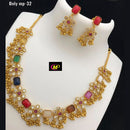 FS Collection Kundan Stone Gold Plated Choker Necklace Set
