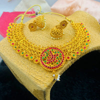 FS Collection Pota  Stone Gold Plated Choker Necklace Set