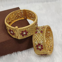 FS Collection Gold Plated Pota Stone Bangles Set