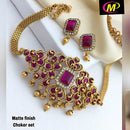 FS Collection Pota Stone Gold Plated Choker Necklace Set