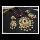 FS Collection Pota Stone Gold Plated Choker Necklace Set