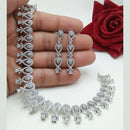 FS Collection Silver Plated AD Stone Choker Necklace Set