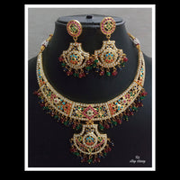 FS Collection Gold Plated Jadau Choker Necklace Set