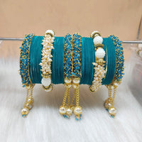 FS Collection Gold Plated Velvet Bangles Set