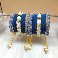 FS Collection Gold Plated Velvet Bangles Set