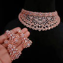 FS Collection Rose Gold Plated AD Stone Choker Necklace Set