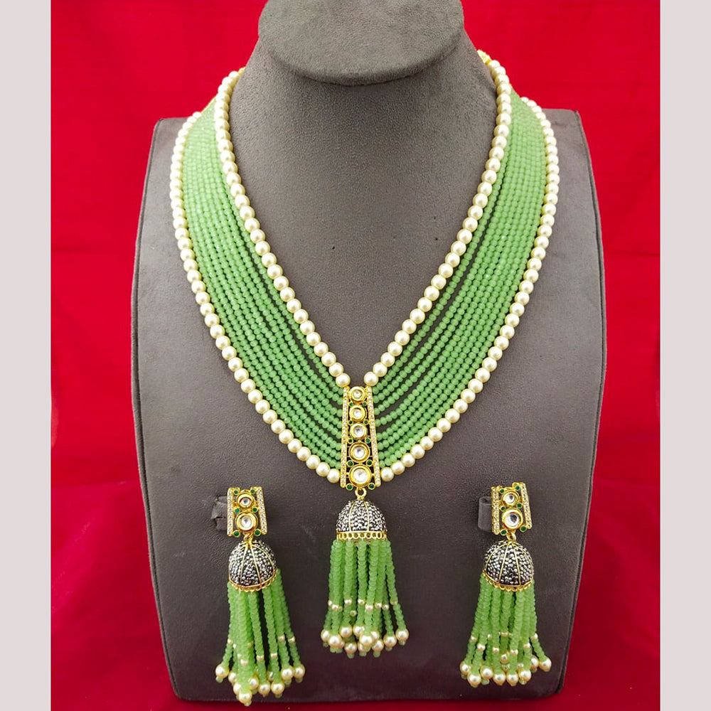 FS Collection Gold Plated Pearl Long Necklace Set