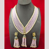 FS Collection Gold Plated Pearl Long Necklace Set