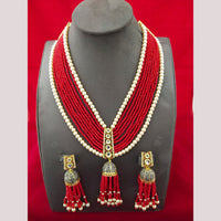 FS Collection Gold Plated Pearl Long Necklace Set