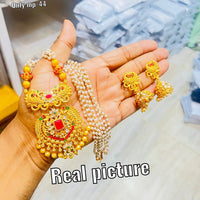 FS Collection Gold Plated Kundan Stone Long Necklace
