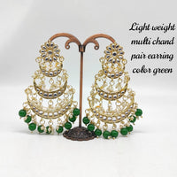 FS Collection Gold Plated Kundan Stone & Baeds Dangler Earrings