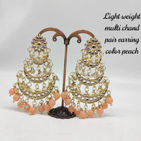 FS Collection Gold Plated Kundan Stone & Baeds Dangler Earrings
