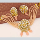 FS Collection Gold Plated Kundan Stone & Beads Choker Necklace Set