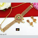 FS Collection Gold Plated Pota Stone Choker Necklace Set