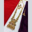 FS Collection Gold Plated Kundan Stone Long Necklace Set