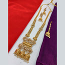 FS Collection Gold Plated Kundan Stone Long Necklace Set
