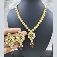 FS Collection Gold Plated Kundan Stone Long Necklace Set