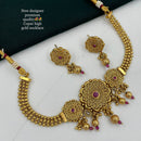 FS Collection Gold Plated Pota Stone Choker Necklace Set