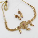 FS Collection Gold Plated Pota Stone Choker Necklace Set