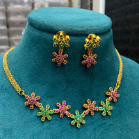 FS Collection Gold Platd Pota Stone Choker Necklace Set