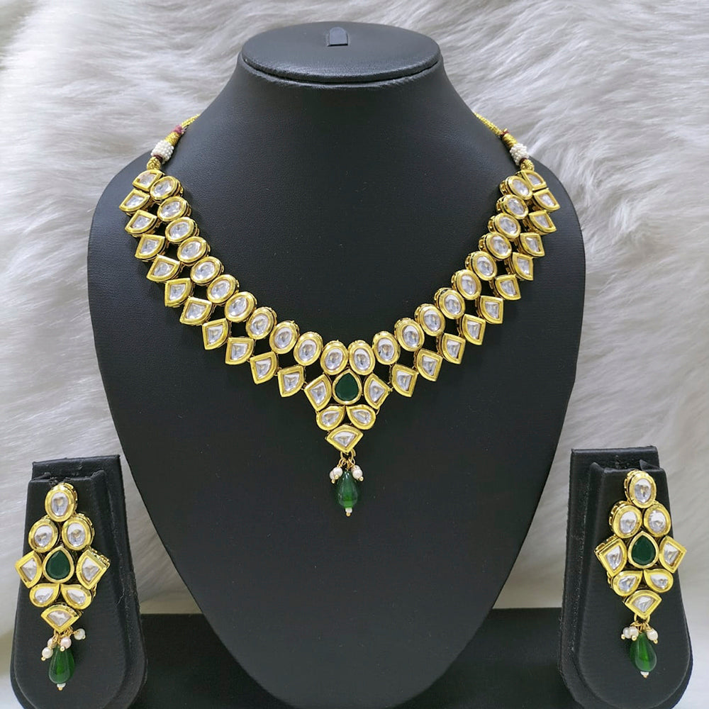 FS Collection Gold Plated Kundan Stone Choker Necklace Set