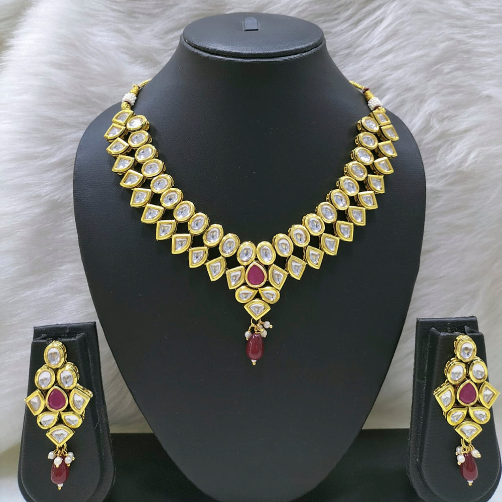 FS Collection Gold Plated Kundan Stone Choker Necklace Set