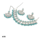 FS Collection Silver Plated Kundan & Crystal Stone Choker Necklace Set