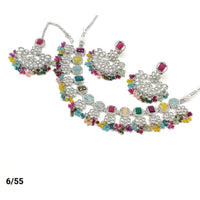 FS Collection Silver Plated Kundan & Crystal Stone Choker Necklace Set