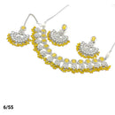 FS Collection Silver Plated Kundan & Crystal Stone Choker Necklace Set